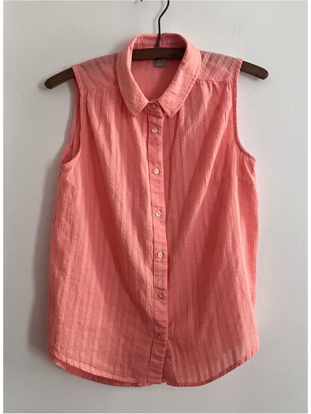 Vintage 90s Falls Creek Cotton Coral Collared Sleeveless Button Down Women’s SM